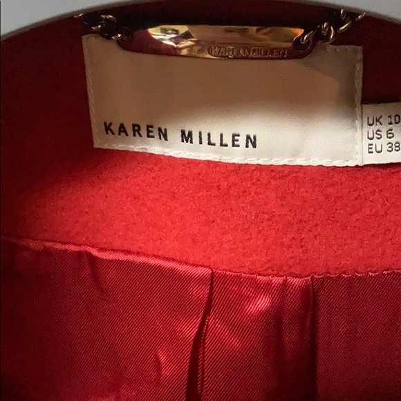 Karen Millen Wool Red Coat, size: US:6 /EU:38, preowned - Picture 10 of 12